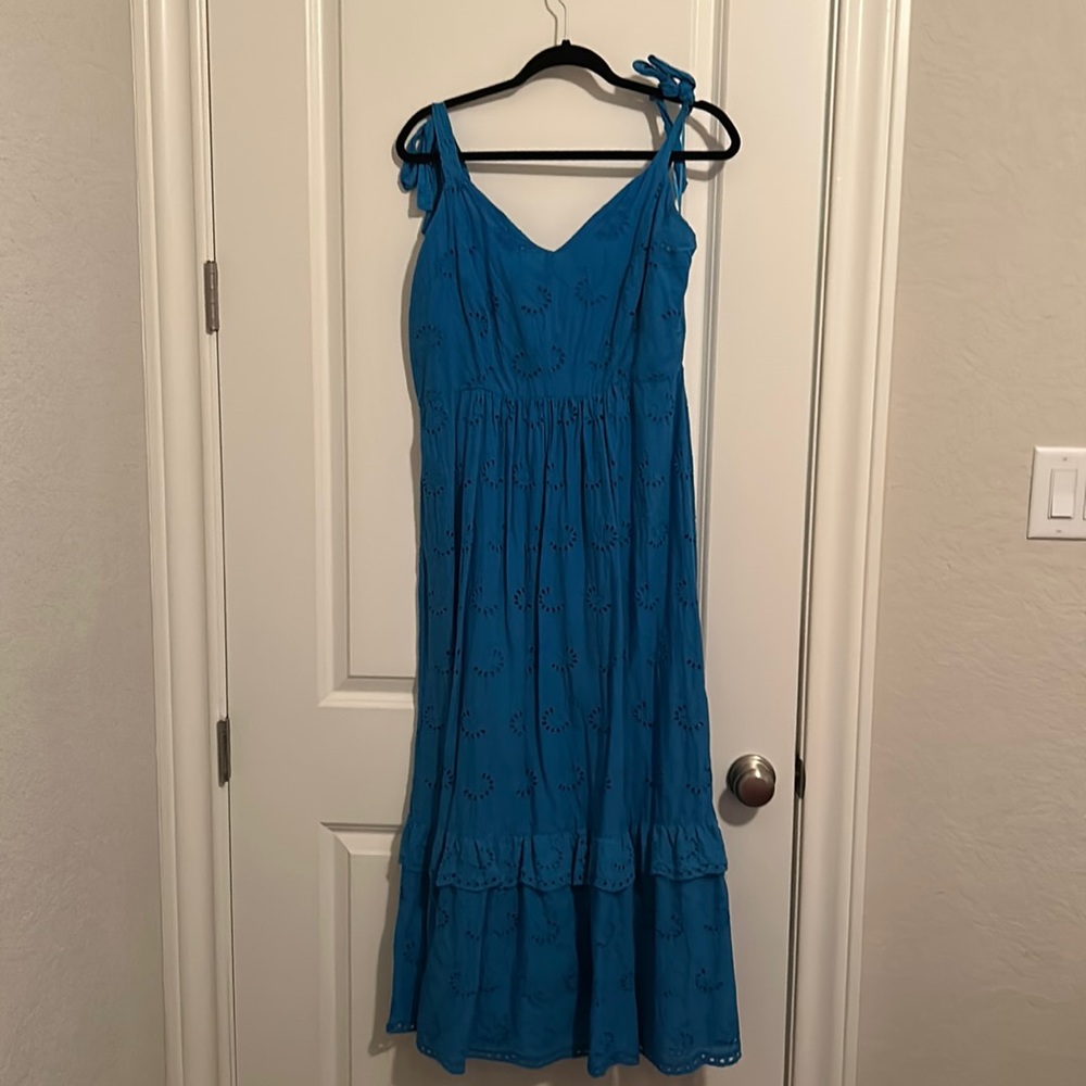 Blue eyelet maxi dress